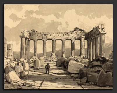 Themistocles von Eckenbrecher (German, 1842 - 1921), Parthenon, Inside, 1890, pen and black ink and