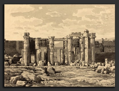 Themistocles von Eckenbrecher (German, 1842 - 1921), The Propylaeum from the East, 1890, pen and