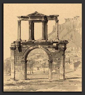 Themistocles von Eckenbrecher (German, 1842 - 1921), Hadrian's Arch, 1890, pen and black ink and