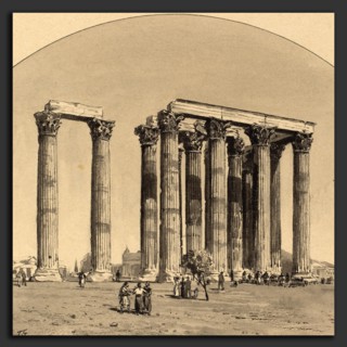 Themistocles von Eckenbrecher (German, 1842 - 1921), Temple of Olympian Zeus, 1890, pen and black
