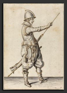 Jacques de Gheyn II (Dutch, 1565 - 1629), Elegantly Dressed Soldier Tamping His Caliver, c. 1597,