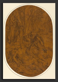Attributed to Frans Floris I (Flemish, c. 1519 - 1570), Diana and Endymion, c. 1560, black chalk on