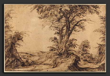 Jacques de Gheyn II (Dutch, 1565 - 1629), Landscape with Sleeping Peasants, c. 1605, pen and brown