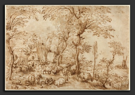 Pieter Bruegel the Elder (Flemish, c. 1525-1530 - 1569), Peasants and Cattle near a Farmhouse, c.