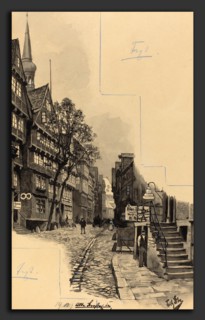 Fritz Stoltenberg (German, 1855 - 1921), Alte Strasse, 1893, watercolor