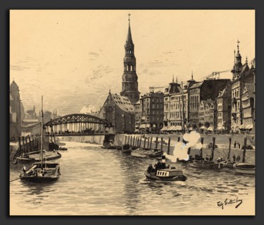 Fritz Stoltenberg (German, 1855 - 1921), Dovenfleet mit Katharinenkirche, 1893, watercolor