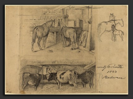 Lovis Corinth (German, 1858 - 1925), The Barn, 1883, graphite on wove paper