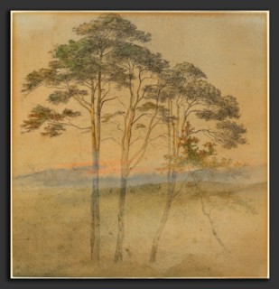 Ernst Ferdinand Oehme (German, 1797 - 1855), Pines in a Morning Fog, 1830s, watercolor over
