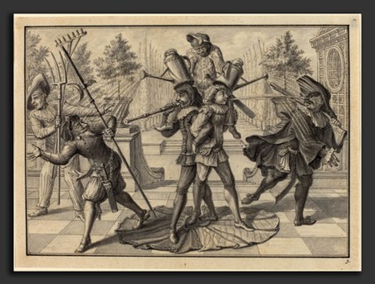 Johann Jacob SchÃ¼bler (German, 1689 - 1741), Harlequin and Scaramouche Create a Fountain, 1729,