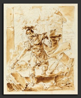 Bernhard Rode (German, 1725 - 1797), Alexander Setting Fire to Persepolis, pen and brown ink with