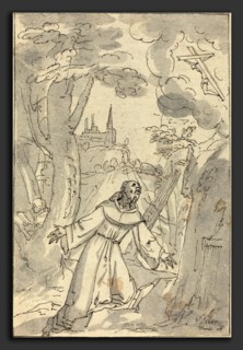 Johann Matthias Kager (German, 1575 - 1634), The Stigmatization of Saint Francis, 1607, pen and