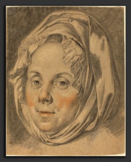 Anton Johann Tischbein (German, 1720 - 1784), Head of a Matron, black and red chalk on laid paper