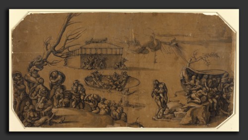 Georg Pencz after Michelangelo (German, c. 1500 - 1550), The Flood, 1530s, pen and black ink with