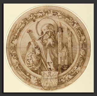 Sebald Beham (German, 1500 - 1550), Saint Sebald Carrying the Model of His Church in Nuremberg, c.
