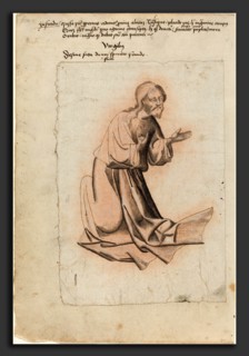 South German 15th Century, Christ Kneeling in Prayer, c. 1425, pen and dark brown ink with dark