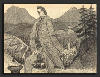 Ernst Barlach, Man of Heights, German, 1870 - 1938, 1906, pen and black ink over graphite