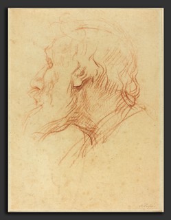 Alphonse Legros, Study of a Beggar, French, 1837 - 1911, red chalk on laid paper