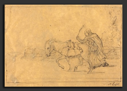 Alphonse Legros, The Milkmaid of Boulogne, French, 1837 - 1911, pen and brown ink