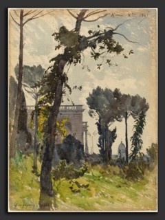Henri-Joseph Harpignies (French, 1819 - 1916), View of the Dome of Saint Peter's, Rome, 1863,