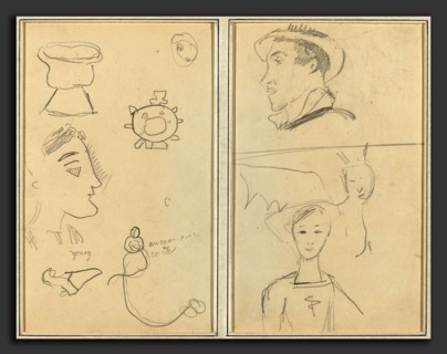 Paul Gauguin (French, 1848 - 1903), A Caricature and Five Forms; A Man in Profile, a Winged