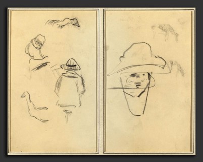 Paul Gauguin (French, 1848 - 1903), Two Breton Figures and Studies of Two Geese; Man Wearing Hat,