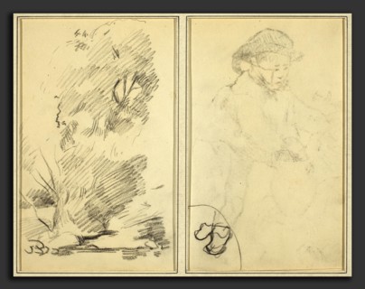 Paul Gauguin (French, 1848 - 1903), Trees; Sketch of Breton Boy, 1884-1888, crayon on wove paper