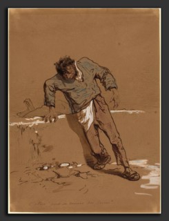 Paul Gavarni (French, 1804 - 1866), C'etais "pour se donner des forces", c. 1884, pen and brown,