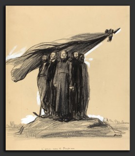Jean-Louis Forain, L'union sous le drapeau, French, 1852 - 1931, c. 1914-1919, brush and black ink