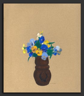 Odilon Redon, Pansies, French, 1840 - 1916, c. 1905, pastel on brown paper, Rosenwald Collection