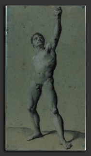 Pierre Paul Prud'hon (French, 1758 - 1823), Male Nude Study, charcoal heightened with white chalk