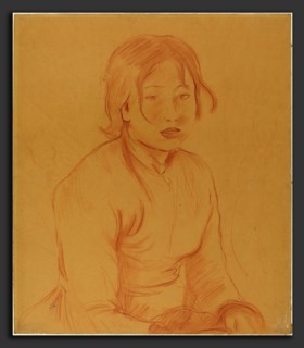 Berthe Morisot (French, 1841 - 1895), Peasant Girl, 1890, red chalk with stumping on light brown