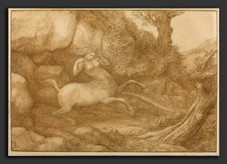 Alphonse Legros, Centaur Woman, French, 1837 - 1911, pen and brown ink over graphite on wove paper