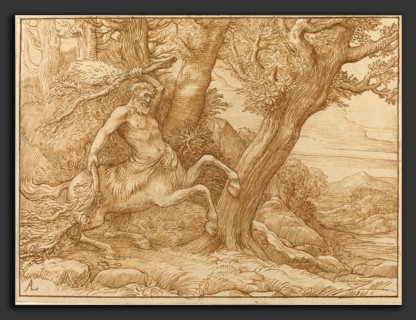Alphonse Legros, Centaur with Branches, French, 1837 - 1911, pen and brown ink on wove paper