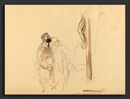Jean-Louis Forain, C'est la, que j'ai fini le cure, French, 1852 - 1931, c. 1914-1919, pen and