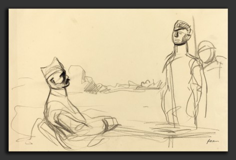 Jean-Louis Forain, Toward Justice, French, 1852 - 1931, c. 1914-1919, black crayon on laid paper
