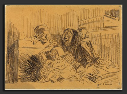 Jean-Louis Forain, Defenseur et Accuse, French, 1852 - 1931, c. 1908, black and brown crayon? over