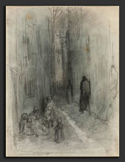 Gustave Doré (French, 1832 - 1883), A Backstreet in London, 1868, graphite with stumping on wove