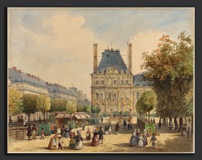 FranÃ§ois Etienne Villeret (French, c. 1800 - 1866), Rue de Rivoli and Pavillon Marsan, watercolor