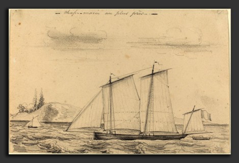 Charles Meryon (French, 1821 - 1868), Chasse-maree au plus pres, graphite