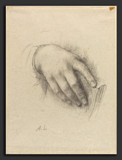 Alphonse Legros, The Hand of the Artist's Daughter, French, 1837 - 1911, black crayon