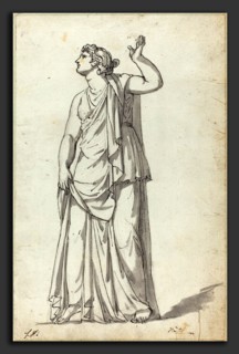 Jacques-Louis David (French, 1748 - 1825), Roman Statue of a Muse (Anchyrrhoe), pen and black ink