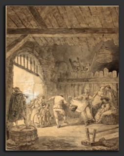 Hubert Robert (French, 1733 - 1808), The Peasant Dance, c. 1770-1775, pen and black ink with gray