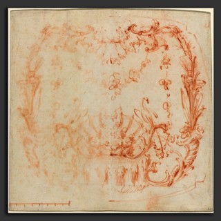 Jean-Baptiste Joseph Pater (French, 1695 - 1736), Rococo Wall Design with a Fountain and Swans, c.