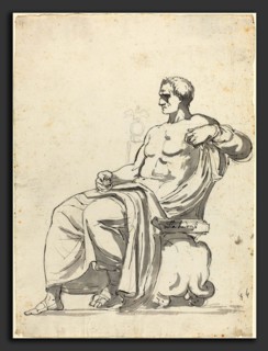 Augustin Pajou (French, 1730 - 1809), The Ludovisi Menander, 1752-1756, pen and black ink with gray