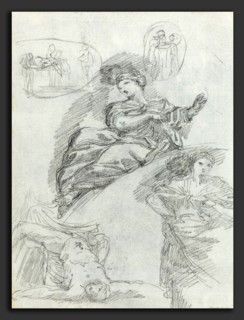 Anicet-Charles-Gabriel Lemonnier (French, 1743 - 1824), Studies of Figures, black chalk on laid