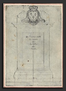 Hubert FranÃ§ois Gravelot (French, 1699 - 1773), A Plinth Surmounted by the Arms of the King of