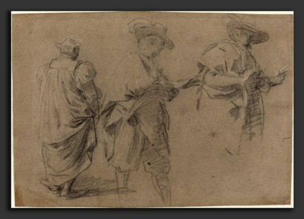 Attributed to Eustache Le Sueur (French, 1617 - 1655), A Judge and Two Gentlemen Lawyers, black