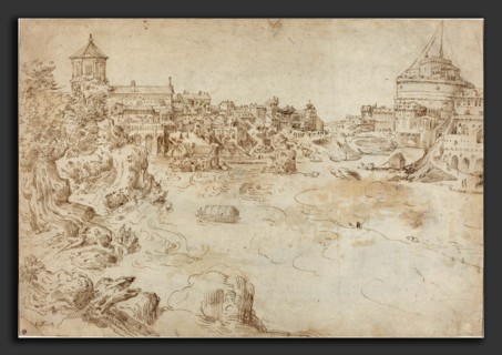 Attributed to Ãâtienne Dupérac (French, c. 1525 - 1601-1604), View of the Castle Sant'Angelo and
