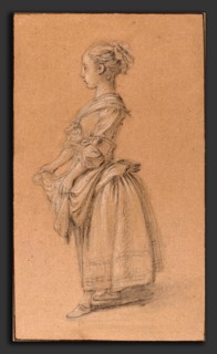 Jean-FranÃ§ois Clermont (French, 1717 - 1807), A Girl in Peasant Dress, c. 1750, black and white
