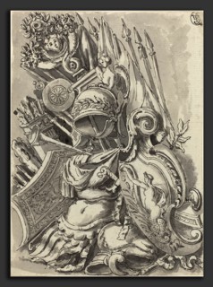 Jean Lepautre (French, 1618 - 1682), A Trophy of Arms, pen and black ink with gray wash on laid